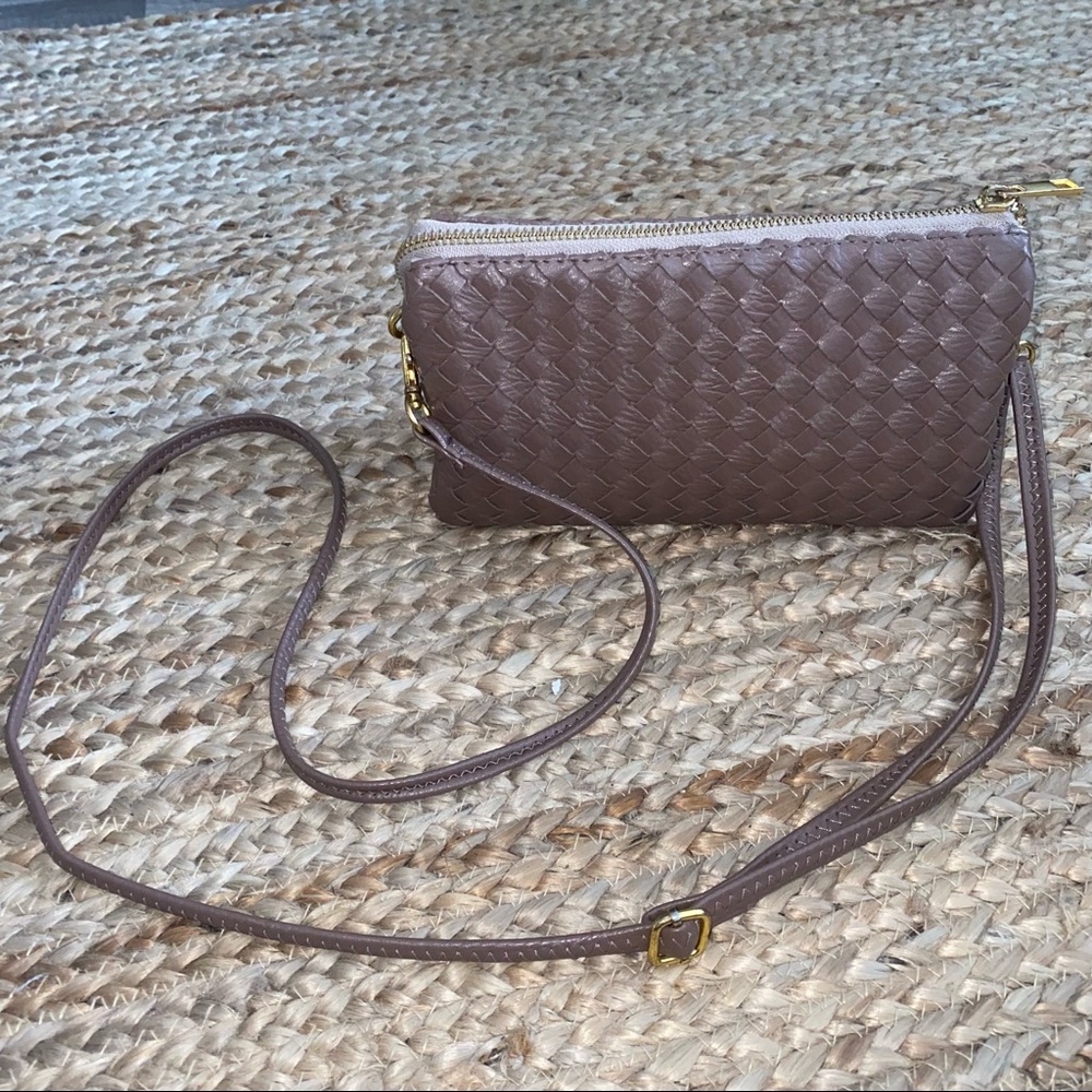 Waffled Brown Crossbody Purse